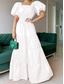 preiswerte Weiße Freizeitkleider-Damen kleid lang Weißes Kleid Sommerkleid Boho-Kleid Elegant Puffärmel Täglich Sommerkleid Lockere Passform Glatt Einfarbig Kurzarm Quadratischer Ausschnitt Schwarz Weiß Orange Sommer