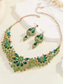 cheap Wedding Accessories-Elegant Green Crystal Jewelry Set – Statement Necklace &amp; Earrings for Women, Luxury Wedding &amp; Party Accessories
