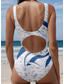 ieftine Costume Întregi-Costume de Baie Femei Costume de Baie O Singură Piesa Monokini Fără Spate Control Tummy Talie Înaltă Subțire Vacanță Grafic Vintage Geometric Guler U Fără Mâneci Costume de Baie