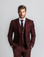 cheap Formal Suits-Men&#039;s Wedding Business Suits Burgundy Fashion Formal Solid Colored Standard Fit 3 Piece Single Breasted Two-buttons