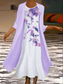 cheap Floral Dress-Women&#039;s Graduation Dress Maxi Dress Dress Set Summer Dress Vacation Casual Ombre Floral Print 3/4 Length Sleeve Crew Neck Wedding Guest Birthday Blue Sky Blue Light Purple Summer Spring Regular Fit