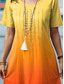 ieftine Rochie tie-dye și gradient-Pentru femei Rochii Midi Rochie de schimb Rochie de vară Vacanță Casual Vacanță Zilnic Potrivire Largă Ombre Grafic Manșon scurt Stil Nautic Portocaliu Vară