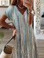 abordables Art &amp; Design Robes-Femmes Robe maxi Robe d&#039;Été Robe trapèze Vacances Occasionnel Sortir Plage Coupe régulière Fleuri Graphique Manche Courte Col en V Bleu Vert Printemps Automne