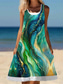 preiswerte Kunst &amp; Design Kleider-Damen Minikleid T-Shirt-Kleid Sommerkleid A Linie Kleid Urlaub Lässig Strand Ausgehen Strand Lässiger Schnitt Ombre Grafik Geometrisch Ärmellos U-Ausschnitt Königliches Blau Fuchsie Grün Sommer