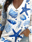 cheap Hawaiian tee-Women&#039;s T Shirt Graphic Ocean Casual Beach Long Sleeve V Neck Regular Tops Daily Weekend Beach Wear Print White Spring Fall