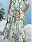 abordables Robe Fleurie-Femmes Robe Midi Robe fourreau Robe d&#039;été Vacances Occasionnel Vacances Quotidien Coupe régulière Fleuri Graphique Manche Courte Encolure en V Vert Été
