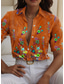 cheap Floral Tops-Women&#039;s Shirt Long Sleeve Button Down Blouse Floral Graphic Daily Stylish Short Sleeve Shirt Collar Regular Tops Daily Blue Orange Green Rose Pink Summer Spring