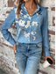 cheap Women&#039;s Floral Tops-Women&#039;s Shirt Floral Graphic Bird Casual Long Sleeve Shirt Collar Regular Tops Work Daily Buttons Print Blue Spring Fall