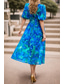 cheap Elegant Floral Dresses-Women's Midi Dress Graduation Dress Floral Dress Fashion Outdoor Graduation Going out Regular Fit Flower Short Sleeve V Neck Blue Black Light Green Red Summer