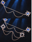 baratos Gravatas masculinas e gravatas borboleta-broche de corrente de colarinho de gema azul vintage – elegante broche de lapela de corrente dupla para homens e mulheres, acessório de camisa e terno estilo gótico vitoriano, joias formais para casamento e festa
