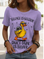 cheap Humor&amp;Quotes tee-Women&#039;s T Shirt Graphic Animal Letter Stylish Casual Short Sleeve Round Neck Regular Tops Daily Weekend Print Black White Pink Blue Sky Blue Summer Spring Duck