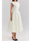preiswerte Weiße Freizeitkleider-Damen Midikleid Weißes Kleid Mode Modern Geburtstag Abschlussfeier Date Normale Passform Einfach Ärmellos Rundhalsausschnitt Schwarz Hellgrau Beige Sommer