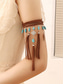 voordelige Dames ketting-dames bohemian gevlochten leren ketting met turquoise kralen, veren en kwastjes - perfect voor muziekfestivals en vakantie-outfits