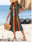 preiswerte Streifen- und geometrisches Kleid-Damen Mini Kleid T-Shirt Kleid Tee Kleid Sommerkleid Freizeit Täglich Regulärer Fit Grafisch Gestreift Kurzarm Rundhalsausschnitt Orange Sommer Frühling