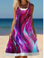 preiswerte Kunst &amp; Design Kleider-Damen Minikleid T-Shirt-Kleid Sommerkleid A Linie Kleid Urlaub Lässig Strand Ausgehen Strand Lässiger Schnitt Ombre Grafik Geometrisch Ärmellos U-Ausschnitt Königliches Blau Fuchsie Grün Sommer