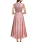 abordables Moins de 129,99 $-Robe de la mère de la mariée robe invitée de mariage élégante décontractée col rond longueur de sol en polyester sans manches avec dentelle