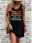 preiswerte Humor &amp; Zitate Kleid-Damen God Minikleid Sommerkleid Casual Beach Daily Loose Fit Grafik Buchstabe Ärmellos U-Ausschnitt Schwarz Grau Sommer