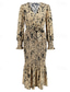 cheap Cocktail Dress-Women&#039;s Midi Dress Cocktail Dress Sheath Dress Fashion Vacation Holiday Tea Party Regular Fit Leopard Long Sleeve V Neck Black Khaki Apricot Summer
