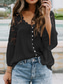 voordelige Kant Tops-Dames Blouse Effen Kleur Stijlvol Casual Lange mouw V-hals Normale tops Dagelijks Knop Zwart Wit Rood Paars Groen Zomer Lente
