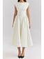 preiswerte Weiße Freizeitkleider-Damen Midikleid Weißes Kleid Mode Modern Geburtstag Abschlussfeier Date Normale Passform Einfach Ärmellos Rundhalsausschnitt Schwarz Hellgrau Beige Sommer