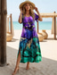 preiswerte Kunst &amp; Design Kleider-Damen Midikleid Sommerkleid A Linie Kleid Urlaub Lässig Boho Schmetterling Urlaub Ausgehen Normale Passform Blumen Grafik Regenbogen Kurzarm Rundhalsausschnitt Violett Purpur Regenbogen Sommer