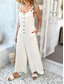 cheap Vacation Jumpsuit-Women&#039;s Normal Jumpsuit Streetwear Solid Color Sleeveless U Neck Buttons Street Daily Regular Fit Black Brown Green Summer