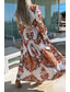 ieftine Rochie Boho de vacanță-Pentru femei Rochii Midi Rochii Tip Cămașă Rochie florala Rochie Boho Rochie imprimata Modă Concediu Ieșire Fit regulat Floare Manșon Lung În V Portocaliu Trifoi Gri Vară
