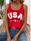 cheap Independence Day Top-Women&#039;s Patriotic  Camisole Tank Top Graphic Letter Vintage Casual Sleeveless Crew Neck Regular Tops Daily Vacation Wear Print Red Summer