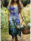 preiswerte Blumenkleider-Damen Maxi Kleid Sommerkleid A-Linie Kleid Urlaub Lässig Urlaub Alltag Reguläre Passform Floral Grafik Kurzarm V-Ausschnitt Aschblau Lila Sommer Frühling