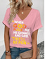 cheap Humor&amp;Quotes tee-Music Festival Women&#039;s T Shirt Graphic Letter Casual Short Sleeve V Neck Regular Tops Daily Weekend Print Black Pink Blue Summer