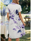 preiswerte Blumenkleid-Damen Midikleid A Linie Kleid Urlaub Lässig Täglich Date Normale Passform Blumen Grafik Blatt Kurzarm Hemdkragen Silber Sommer Frühling