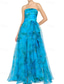 cheap Evening Dresses-A-Line Evening Gown Celebrity Style Dress Formal Wedding Guest Floor Length Sleeveless One Shoulder Organza with Ruched Ruffles Slit Wedding Guest Dress