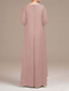 cheap With Jacket-Two Piece Mother of the Bride Dress Elegant Vintage Simple Crew Neck Floor Length Chiffon Long Sleeve Jacket Dresses with Solid Color