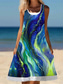 preiswerte Kunst &amp; Design Kleider-Damen Minikleid T-Shirt-Kleid Sommerkleid A Linie Kleid Urlaub Lässig Strand Ausgehen Strand Lässiger Schnitt Ombre Grafik Geometrisch Ärmellos U-Ausschnitt Königliches Blau Fuchsie Grün Sommer