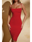 cheap White Graduation Dresses-Women&#039;s Midi Dress White Dress Graduation Dress Bodycon Slip Dress Fashion Vacation Birthday Holiday Regular Fit Plain Sleeveless Spaghetti Strap Black White Wine Red Summer
