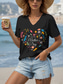 cheap Mother&#039;s Day Top-Mother&#039;s Day Women&#039;s Blouse Heart Floral Mom Casual Short Sleeve V Neck Regular Tops Daily Going out Beach Wear Print Black White Summer