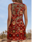 tanie Sukienki boho-Damskie Sukienka mini Sukienka letnia Sukienka trapezowa Sukienka z odkrytymi ramionami Urlop Codzienny Wyjściowe Regularny Kwiaty Graficzny W Tureckie Wzory Bez rękawów W serek Wino Lato Wiosna