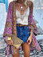 cheap Boho Dress-Women&#039;s Blouse Flower Modern Casual Long Sleeve Asymmetrical Long Tops Daily Holiday Going out Print Yellow Pink Purple Green Summer