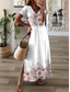 preiswerte Blumenkleider-Damen Maxikleid Sommerkleid A Linie Kleid Urlaub Lässig Strand Party Ausgehen Normale Passform Blumen Grafik Kurzarm V Ausschnitt Hellrosa Weiß Rosa Frühling Herbst