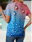cheap Art&amp;Design tee-Women&#039;s T Shirt Ombre Graphic Color Gradient Stylish Casual Short Sleeve Round Neck Regular Tops Daily Weekend Print Blue Summer Spring