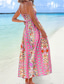 abordables Vestido Boho de Vacaciones-Mujer vestido largo vestido largo Vestido de Columpio Vestido lencero Vacaciones Casual Sin Mangas Casual Ajuste regular Geométrico Sin Mangas Correa de espagueti Rosa Azul Piscina Naranja Verde