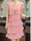 cheap Plain Dress-Women&#039;s Mini Dress Work Dresses Formal Wedding Guest Evening Party Regular Fit Graphic Short Sleeve Crew Neck Black Pink Wine Red Summer