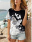 cheap Animals tee-Women&#039;s T Shirt Graphic Butterfly Stylish Casual Short Sleeve Round Neck Regular Tops Daily Weekend Print Black and White Summer Spring