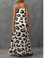 ieftine Artă și design rochii-Rochie Maximă pentru Femei Rochie de soare Rochie A Line Rochie Slip Vacanță Casual Zilnic Fit Regulatr Grafic Leopard Fără Mânecă Decolteu în V Maro Vară Primăvară