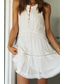 cheap White Casual Dresses-Women&#039;s Mini Dress White Dress Fashion Modern Birthday Graduation Date Regular Fit Plain Sleeveless Stand Collar White Summer