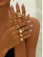 billiga Damringar-guld statement-ringar för kvinnor – trendiga vintage chunky staplingsbara fingerringar, modesmycken för fester, bröllop och vardagskläder