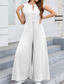 cheap Vacation Jumpsuit-Women&#039;s Normal Jumpsuit Streetwear Solid Color Sleeveless V Neck Buttons Street Going out Regular Fit Black White Light Green Summer