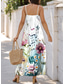 preiswerte Blumenkleider-Damen Midikleid Sommerkleid A Linie Kleid Unterkleid Urlaub Lässig Urlaub Täglich Strand Normale Passform Blumen Grafik Ärmellos V Ausschnitt Weiß Sommer Frühling