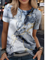 cheap Art&amp;Design tee-Women&#039;s T Shirt Graphic Marble Stylish Casual Short Sleeve Round Neck Regular Tops Daily Weekend Print Silver Summer Spring