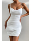 cheap White Graduation Dresses-Women&#039;s Mini Dress White Dress Graduation Dress Sexy Dress Slip Dress Fashion Mature Graduation Date Going out Regular Fit Plain Sleeveless Spaghetti Strap White Summer